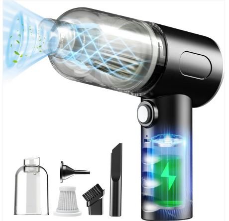 3 in 1 Mini Car Vacuum Cleaner – Wireless, Rechargeable Handheld Vacuum with Blower & Dust Cleaner for Car & Home