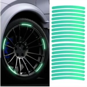 Velvet Wheels Car Wheel Hub Reflective Stickers – Night Safety Warning Reflector Decals for Rims (20 Pcs, Multicolor)