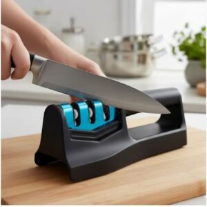 Kitchen Knife Sharpener Handheld – Manual Sharpener for Chef, Serrated & Steel Knives (1 Pc, Chopper Not Included)