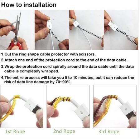 Metallic Cable Protector Spiral Wrap for Charging Cords, Earphones & Headphones | Anti-Break Wire Saver Cable Guard - Image 4