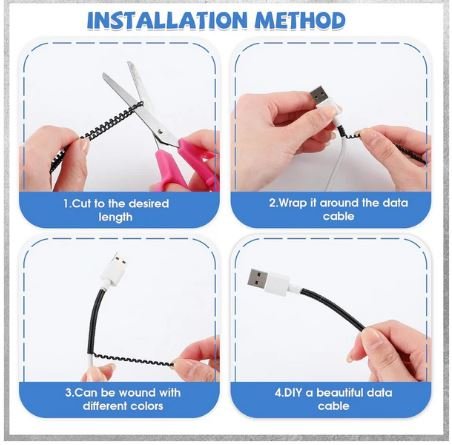 Metallic Cable Protector Spiral Wrap for Charging Cords, Earphones & Headphones | Anti-Break Wire Saver Cable Guard - Image 3