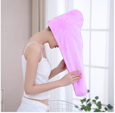 Quick Dry Microfiber Hair Towel Turban – Super Absorbent Hair Drying Cap (1 Pc / Mix Design)