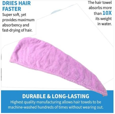 Quick Dry Microfiber Hair Towel Turban – Super Absorbent Hair Drying Cap (1 Pc / Mix Design) - Image 3
