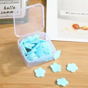Mini Portable Travel Soap Paper Sheets Flower Shape – Disposable Hand Wash Sheets for Travel & Outdoor Use (100 Pcs, Mixed Colours)