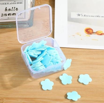 Mini Portable Travel Soap Paper Sheets Flower Shape – Disposable Hand Wash Sheets for Travel & Outdoor Use (100 Pcs, Mixed Colours)
