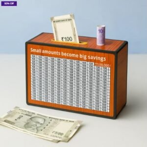 Vasu Creation Wooden Daily Savings Box | Money Saving Piggy Bank for Home & Kids | Coin & Cash Storage Box