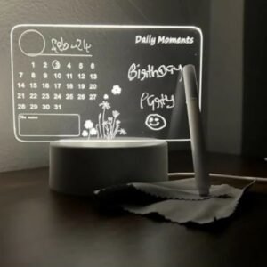3D LED Acrylic Writing Board with Reusable Message Lamp, Erasable Pen & USB Cable – Custom Note Night Light for Study Table, Office Desk & Gifting