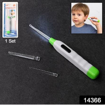 5-in-1 LED Flashlight Earpick with Interchangeable Transparent Ear Wax Removal Heads (1 Pc)