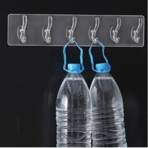 Adhesive Golden & Transparent Heavy Duty Wall Hook (1 Pc)