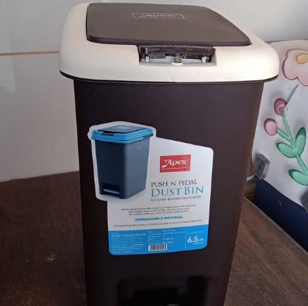 Apex Plastic Push-N-Pedal Dust Bin 6.5 Liters (1 Pc / Assorted Colors) - Image 2