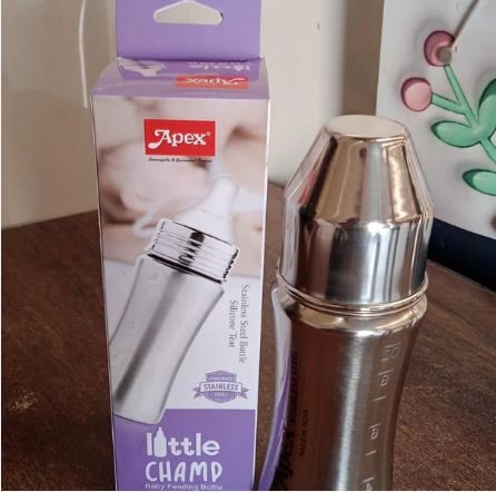 Apex Stainless Steel Little Champ Baby Feeding Bottle – 250 ml - Image 2