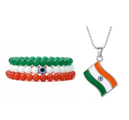 Flag Pendant with Tricolor Bracelet Combo – Patriotic Jewelry Set for Men & Women - Image 3