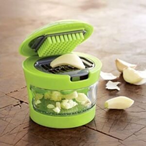 Garlic Cutter / Chopper / Crusher for Kitchen – Manual Easy Press Garlic Mincer (Green, 1 Pc)