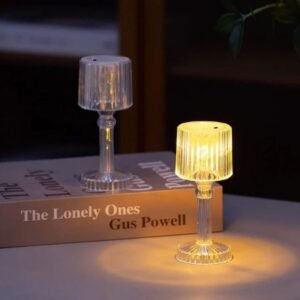 Mini Acrylic LED Desk Lamp Portable Crystal Table Lamp for Diwali Décor (1 Pc / Small)