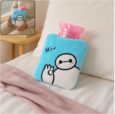 Blue Baymax Small Hot Water Bag with Soft Cover for Pain Relief by Velvet Wellness - Image 6