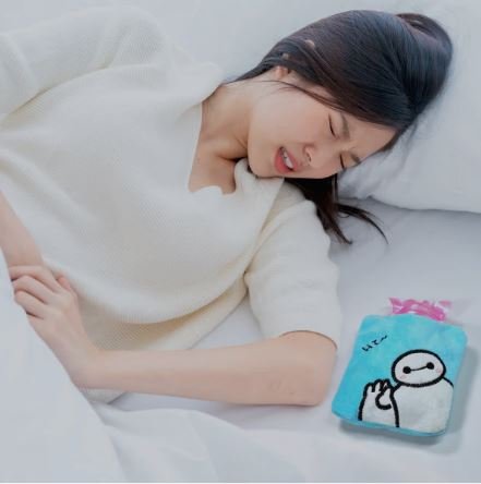Blue Baymax Small Hot Water Bag with Soft Cover for Pain Relief by Velvet Wellness