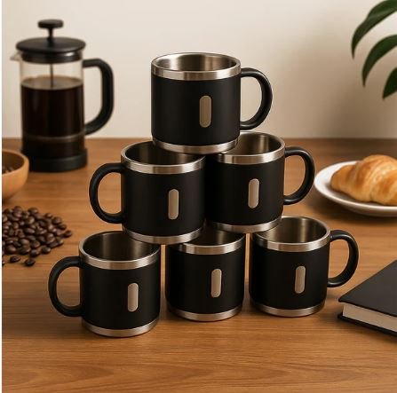 Apex Premium Stainless Steel Double Wall Coffee Mug Gift Set (6 Pcs / 150 ml) - Image 6