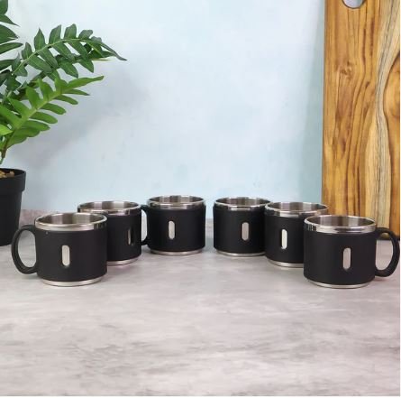 Apex Premium Stainless Steel Double Wall Coffee Mug Gift Set (6 Pcs / 150 ml) - Image 2