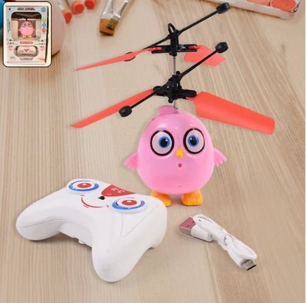 Electroplay Flying Bird RC Toy with LED & Remote Control – Pink Owl Design (1 Set)