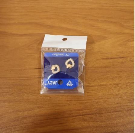 Heart Design Stud Earrings with Crystal-Style Accents for Women & Girls - Image 2