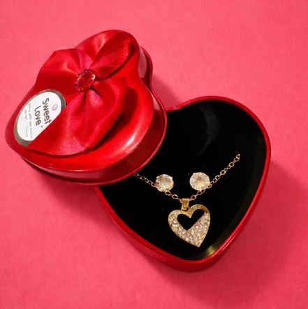 Heart Pendant Necklace Gift Set with Decorative Heart Box for Gifting (Design May Vary) - Image 6