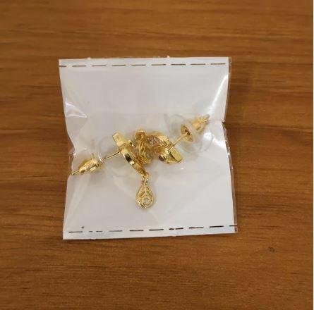 Royal Gold Heart Drop Earrings with Ruby & Crystal Accents - Image 2