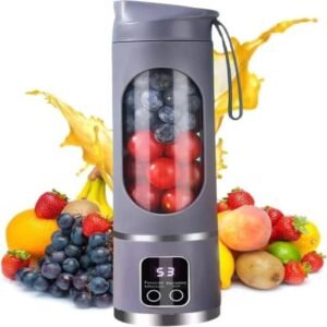 Portable 10-Blade Electric Fruit Juicer with Digital Display