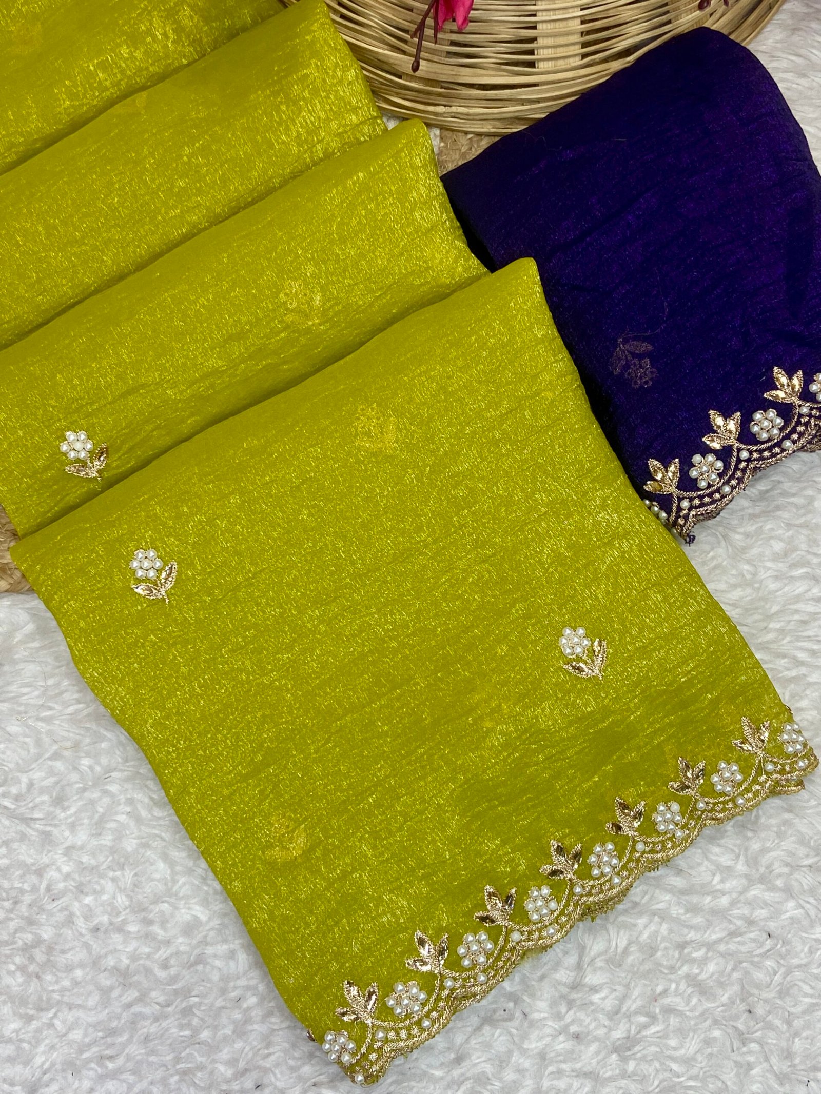 Divine Beads Zari Embroidery Saree